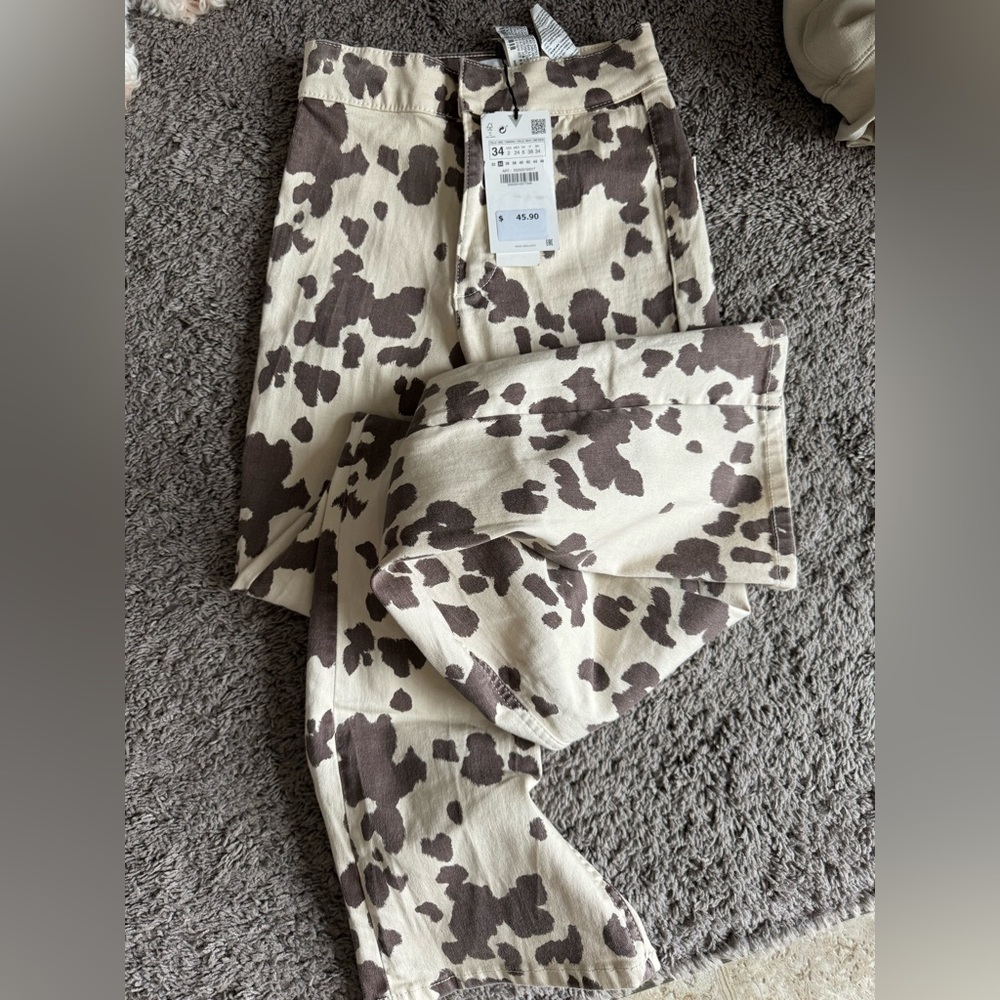 zara cow print jeans